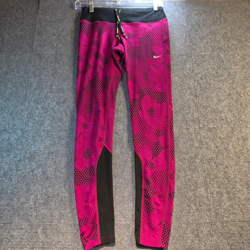 Nike Running Leggings Women Small Pink Good Dri-FIT Geometric Triangle Print
